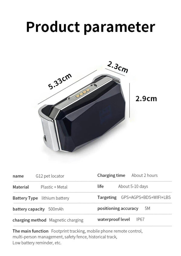 Waterproof 2G Intelligent Portable GPS Pet Collar with Free App - Anti-Lost Dog Tag Tracker - Image 4